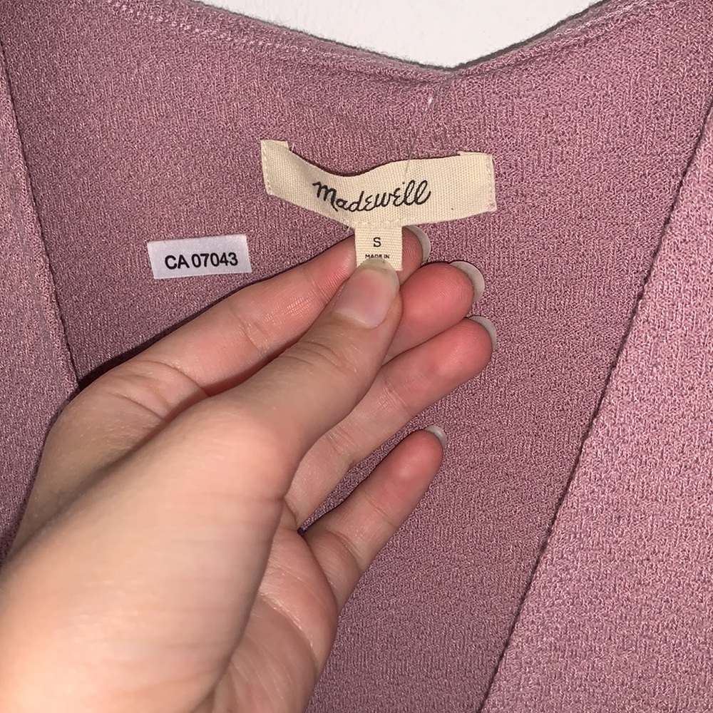 Madewell | Cross Front Lavender button Wrap Dress Size Small - Picture 5 of 10